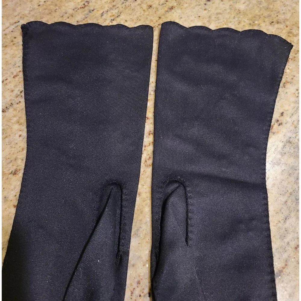 Vintage Size S M 6.5 Black Stretch Nylon Formal 12